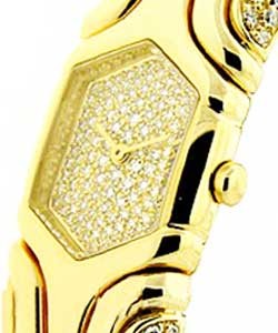 Atalia Bangle in Yellow Gold on Yellow Gold Diamond Bracelet with Pave Diamond Dial