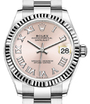 Mid Size 31mm Datejust in Steel with Fluted Bezel on Bracelet with Pink Roman  Dial