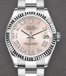 Mid Size 31mm Datejust in Steel with Fluted Bezel on Bracelet with Pink Roman  Dial