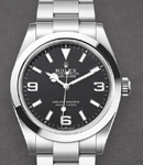 Explorer I 40mm in Steel with Smooth Bezel on Oyster Bracelet with Black Dial Arabic at 3, 6, 9