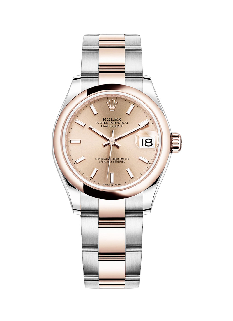 Datejust 31mm Ladies in Steel with Rose Gold on Oyster Bracelet with Pink Stick Dial