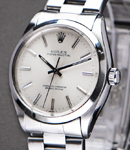 Mens Oyster Perpetual in Steel with Smooth Bezel on Steel Bracelet with Silver Stick Dial