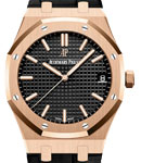 Royal Oak 41mm Automatic in Rose Gold on Black Crocodile Leather Strap with Black Dial