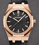 Royal Oak 41mm Automatic in Rose Gold on Black Crocodile Leather Strap with Black Dial