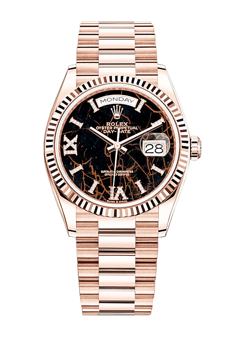 Pre-Owned Rolex President Day Date in Rose Gold with Fluted Bezel