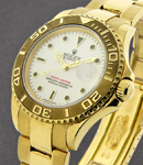 Yacht-master Large Size 40mm in Yellow Gold on Oyster Bracelet with White Dial with Black Markers.