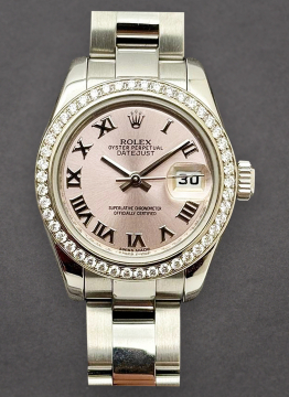 Pre-Owned Rolex 179384 Datejust 26mm in Steel and White Gold with Diamond Bezel 179384
