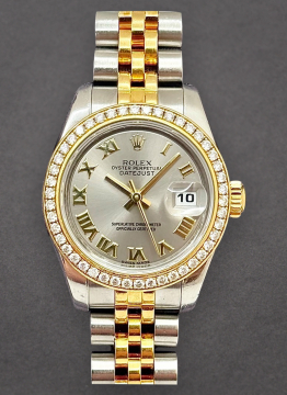 Pre-Owned Rolex 179383 Ladies 2-Tone Datejust in Steel with Yellow Gold Diamond Bezel 179383