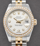 Ladies 2-Tone Datejust in Steel with Yellow Gold Diamond Bezel on Steel and Yellow Gold Jubilee Bracelet with Ivory Sunbeam Diamond Dial