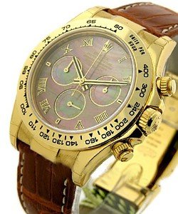 Daytona Cosmograph in Yellow Gold on Brown Alligator Leather Strap with Black Tahitian Pearl Dial