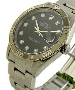 Datejust 36m in Steel with Turn-O-Graph Bezel on Oyster Bracelet with Black Diamond Dial