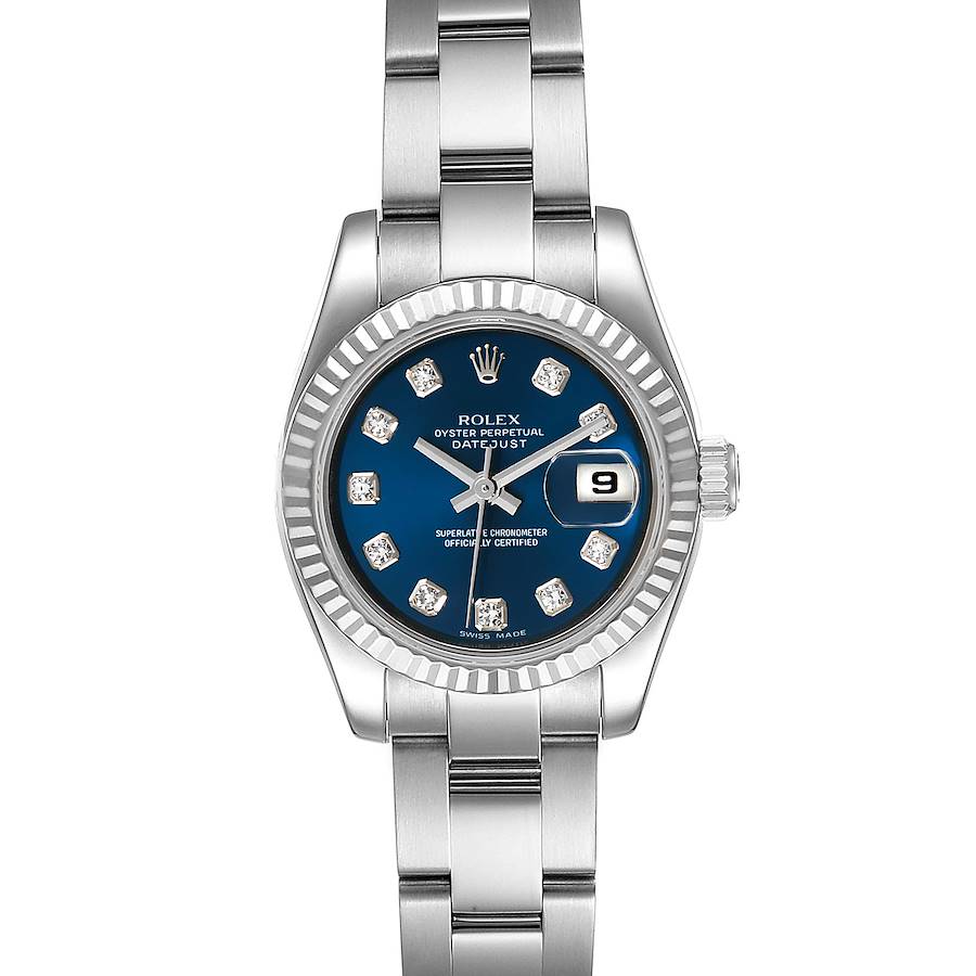 Datejust 36mm in Steel with Fluted Bezel on Bracelet with Blue Diamond Dial