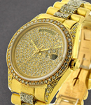 President - 36mm - Yellow Gold - Diamond Bezel on President Diamond Bracelet - Pave Diamond Dial