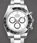 Daytona 40mm in Steel with Black Ceramic Bezel on  Oyster Bracelet with White Dial