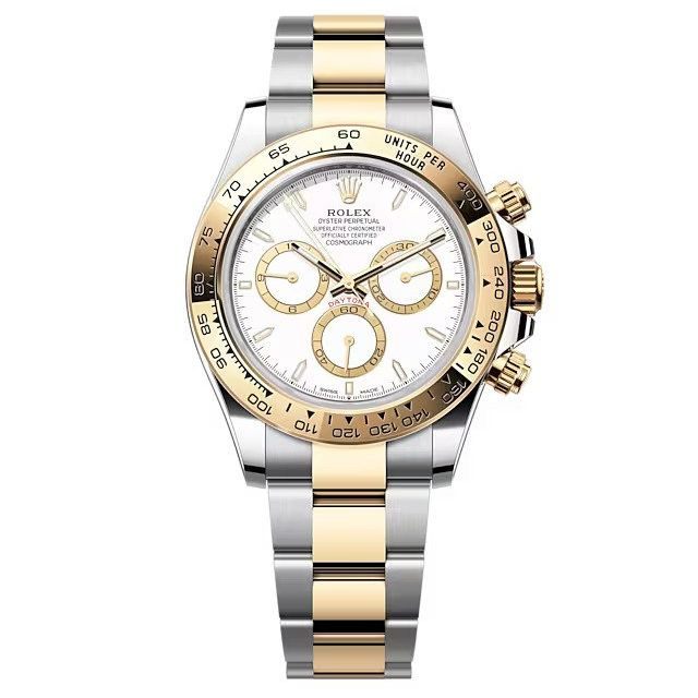 Daytona 2-Tone in Steel with Yellow Gold Bezel on Oyster Bracelet with White Dial