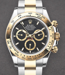 Daytona 2-Tone in Steel with Yellow Gold Bezel on Oyster Bracelet with Black Index Dial