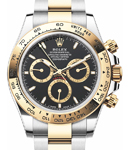 Daytona 2-Tone in Steel with Yellow Gold Bezel on Oyster Bracelet with Black Index Dial