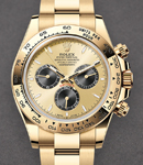 Daytona 40mm in Yellow Gold  on Oyster Bracelet with Champagne Stick Dial - Black Sub