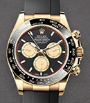 Daytona Cosmograph in Yellow Gold with Black Bezel on Strap with Black Paul Newman Dial