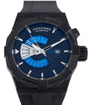 C1 WorldTimer in Black DLC on Black Rubber Strap with Black Dial With Blue Details