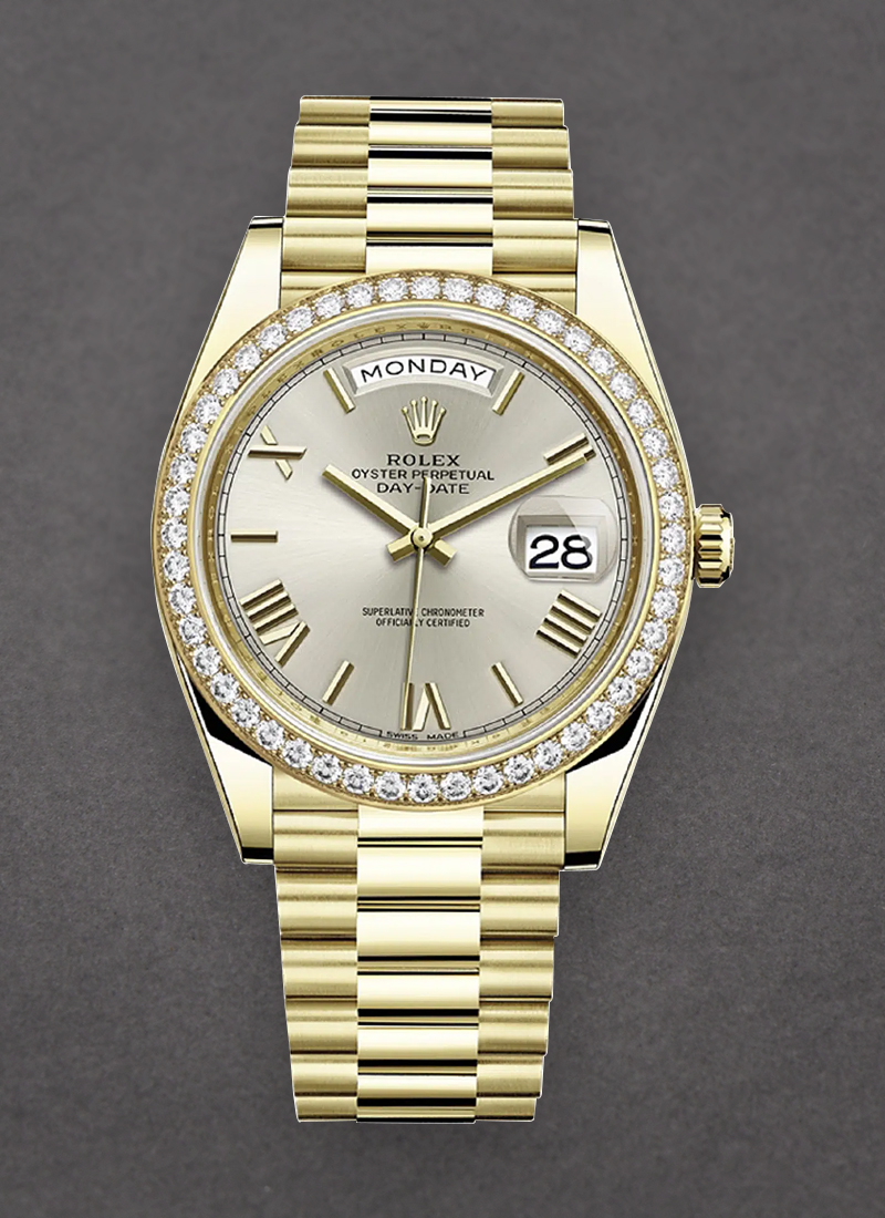 Pre-Owned Rolex President 40mm Day Date in Yellow Gold with Diamond Bezel