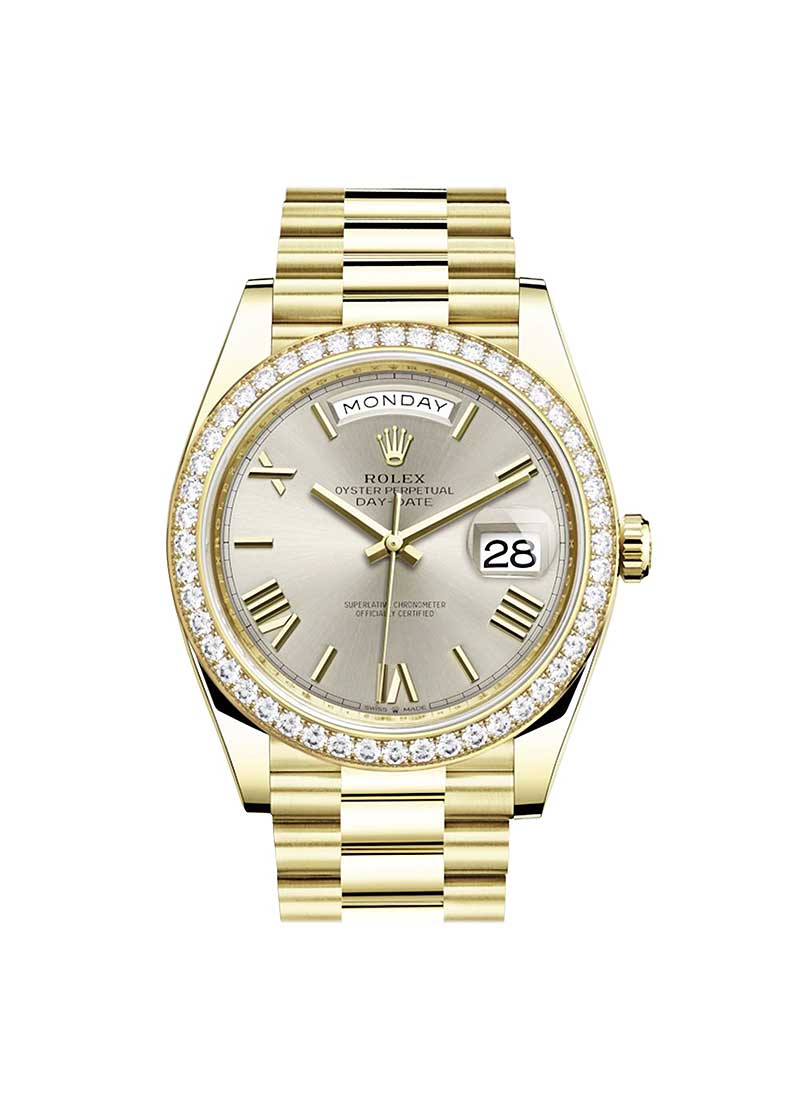 Pre-Owned Rolex President 40mm Day Date in Yellow Gold with Diamond Bezel