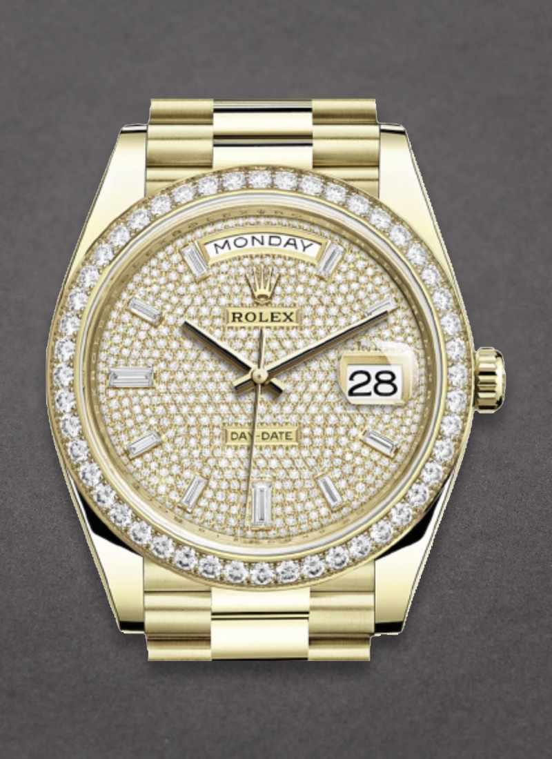 Pre-Owned Rolex President 40mm Day Date in Yellow Gold with Diamond Bezel