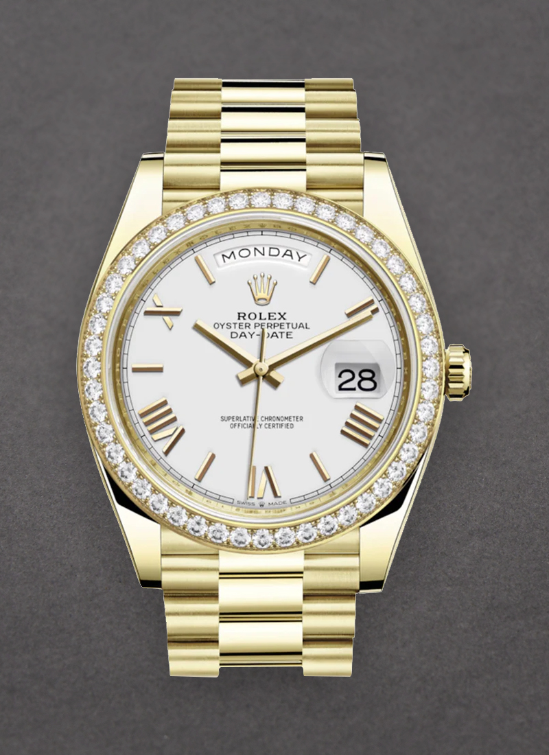 Pre-Owned Rolex President 40mm Day Date in Yellow Gold with Diamond Bezel