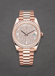 Pre-Owned Rolex 228345 40mm President Day Date in Rose Gold with Diamond Bezel 228345