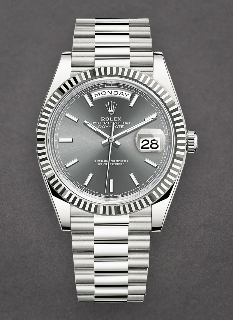 Pre-Owned Rolex Day Date 40mm White Gold with Fluted Bezel