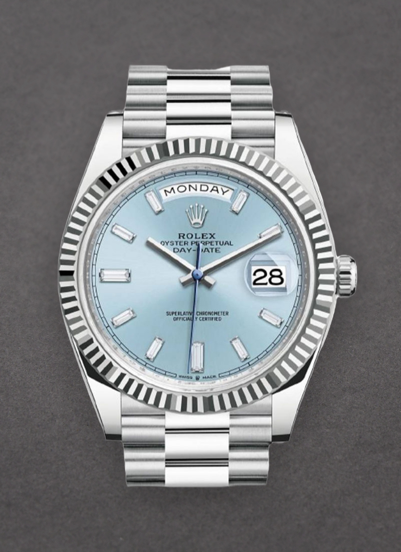 Pre-Owned Rolex Day-Date Platinum President with Fluted Bezel