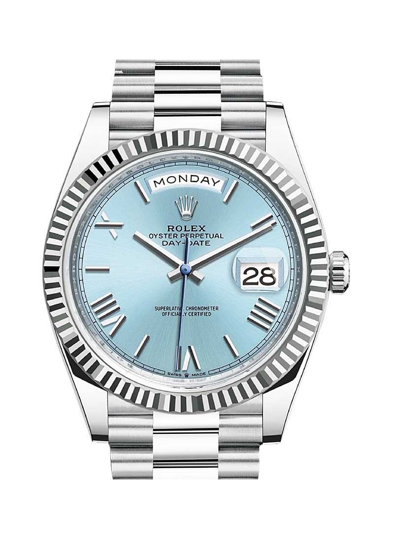 Pre-Owned Rolex Day-Date Platinum President with Fluted Bezel