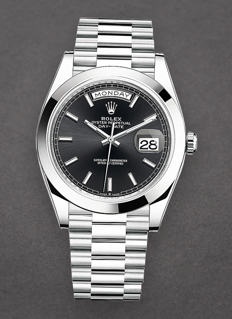 Pre-Owned Rolex Day Date 40mm President in Platinum with Smooth Bezel