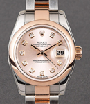 Lady Datejust in Steel with Rose Gold Smooth Bezel on Oyster Bracelet with Pink Diamond Dial