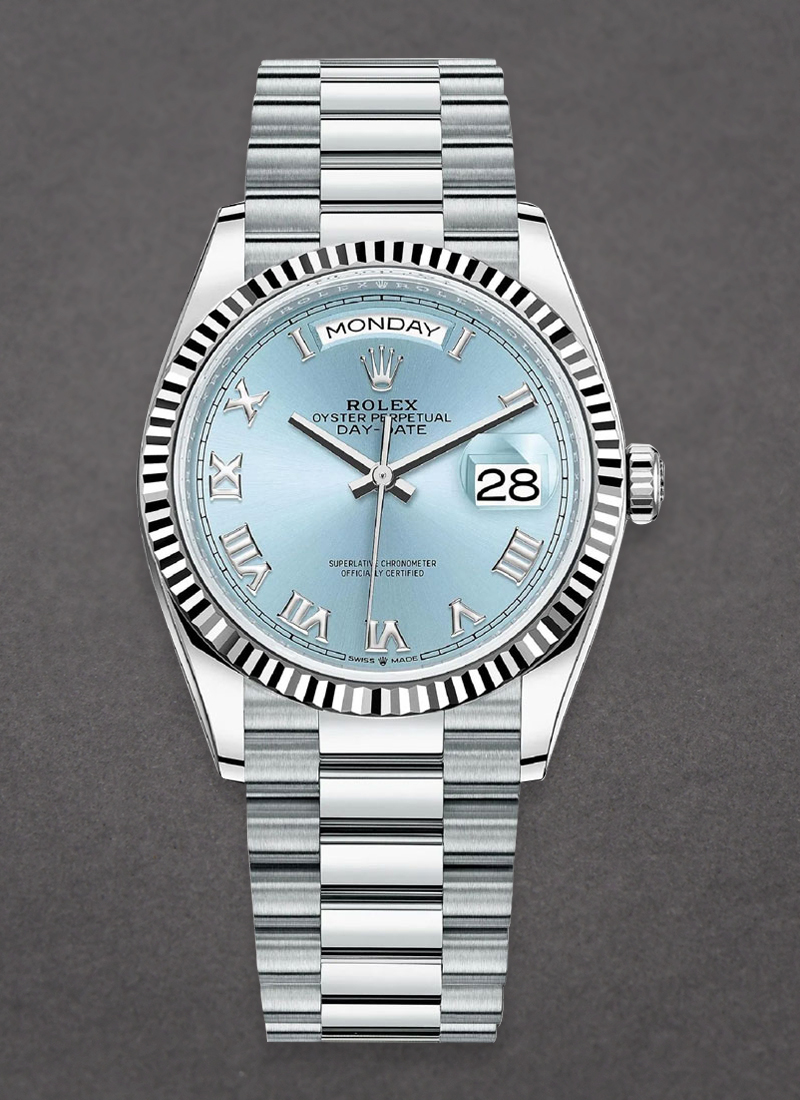 Pre-Owned Rolex Day-Date President  36mm in Platinum with Fluted Bezel