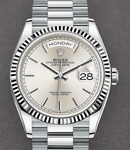 Day-Date President  36mm in Platinum with Fluted Bezel on President Bracelet with Silver Stick Dial