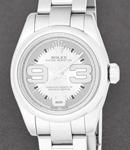 Oyster Perpetual in Steel with Domed Bezel on Oyster Bezel with Silver Arabic Maxi Numerals Dial