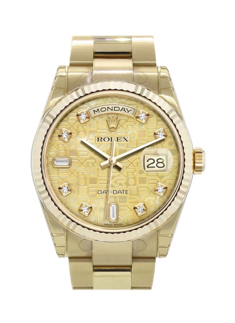 Pre-Owned Rolex President DayDate 36mm in Yellow Gold with Fluted Bezel