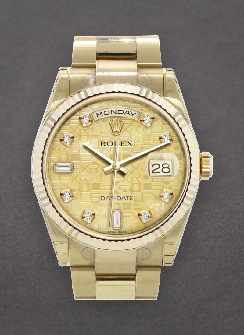 Pre-Owned Rolex President DayDate 36mm in Yellow Gold with Fluted Bezel