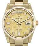 President DayDate 36mm in Yellow Gold with Fluted Bezel on Oyster Bracelet with Champagne Jubilee Diamond  Dial