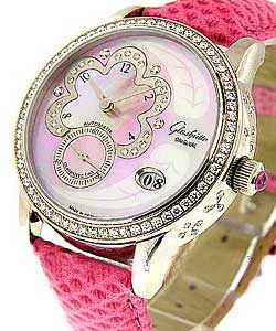 Star Collection Pink Passion in White Gold with Diamond Bezel on Pink Sea Snake Skin Leather Strap with Pink MOP Dial