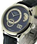 PanoMaticLunar 39mm Automatic in Steel on Black Crocodile Leather Strap with Blue Dial