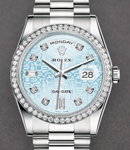 President Day Date 36mm in Platinum with Diamond Bezel on President Bracelet with Ice Blue Jubilee Diamond Dial