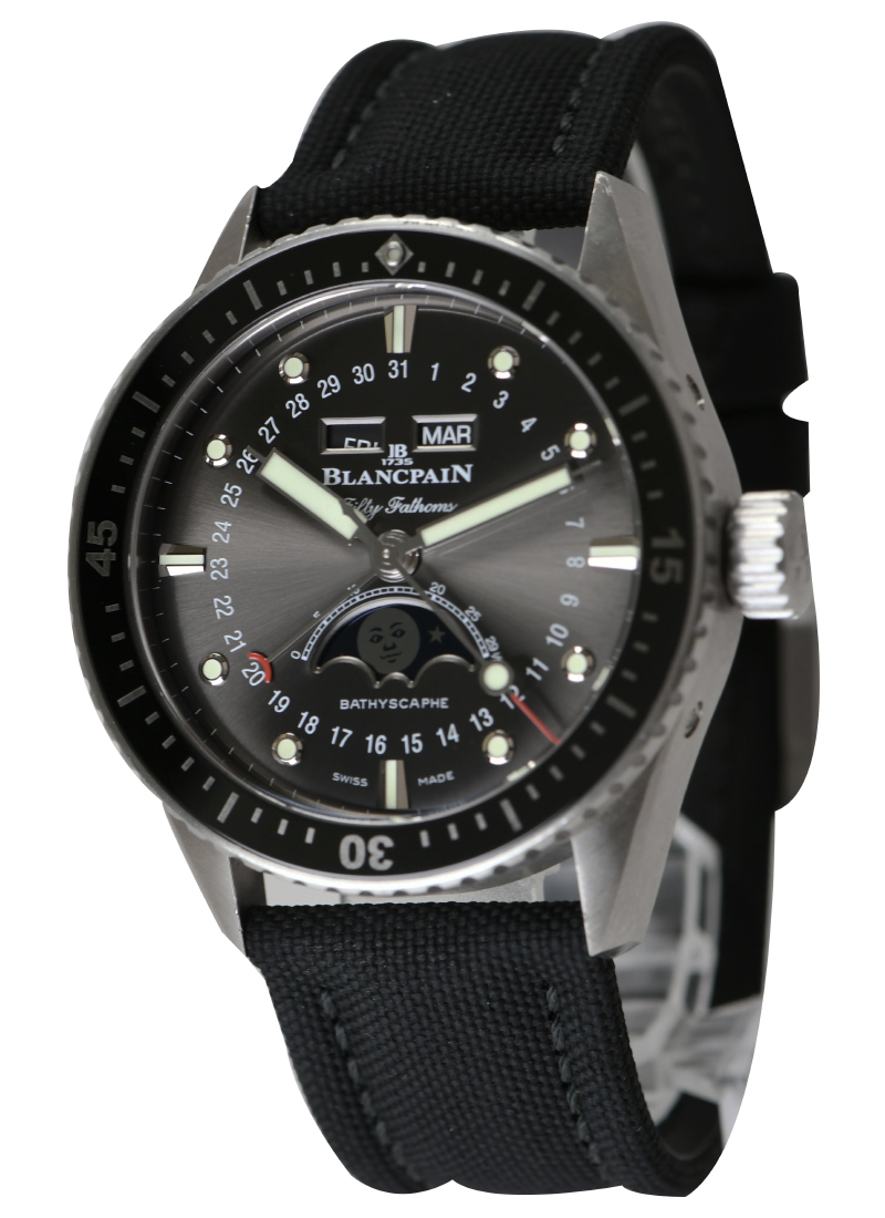 Blancpain Fifty Fathoms Bathyscaphe Complete Calendar Moonphase in Brushed Stainless Steel 5054 1110 B52A