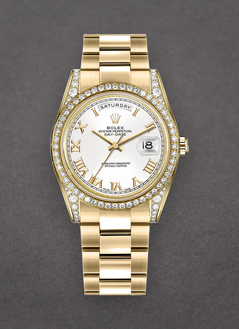 Pre-Owned Rolex Day-Date 36mm President in Yellow Gold with Diamond Bezel and Lugs