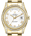 Day-Date 36mm President in Yellow Gold with Diamond Bezel and Lugs on President Bracelet with White Roman Dial