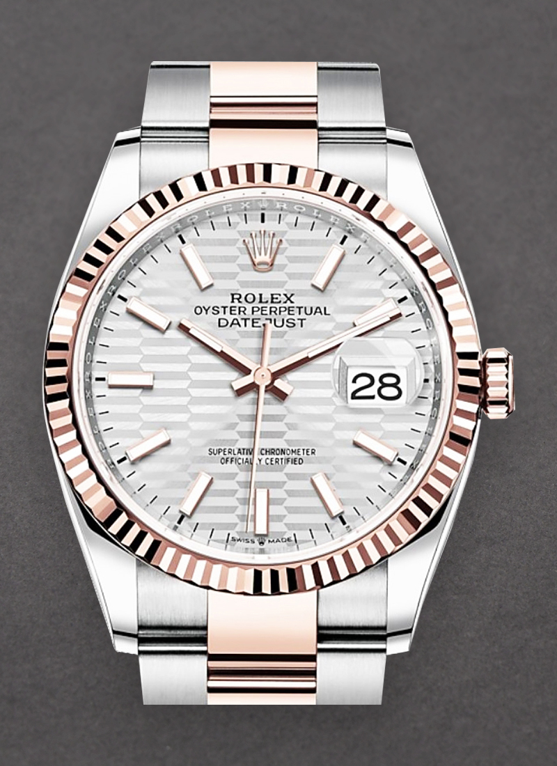 Pre-Owned Rolex Datejust 36mm in Steel with Rose Gold Fluted Bezel