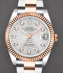 Datejust 36mm in Steel with Rose Gold Fluted Bezel on Oyster Bracelet with Silver Fluted Motif Diamond Dial