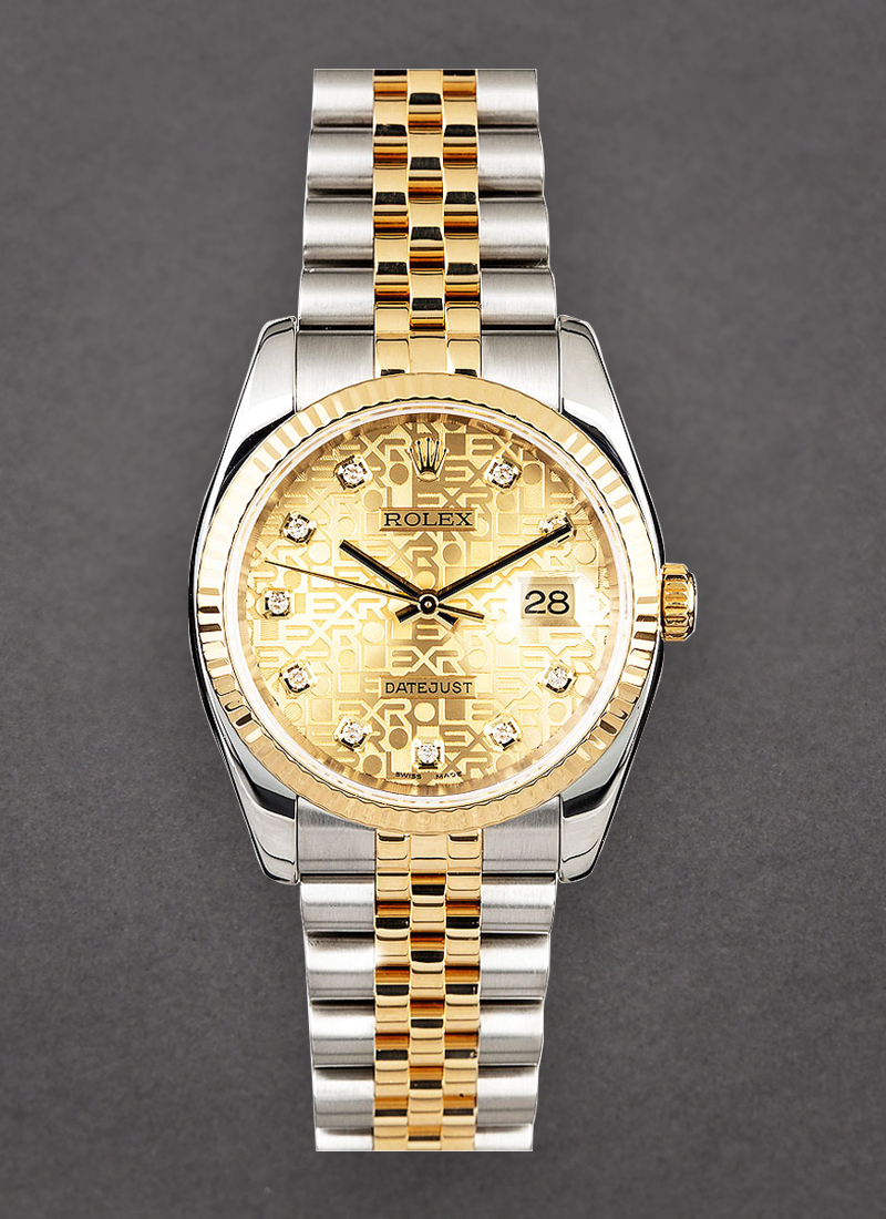 Pre-Owned Rolex Datejust 36mm in Steel with Yellow Gold Fluted Bezel