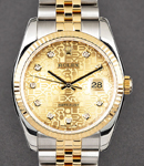 Datejust 36mm in Steel with Yellow Gold Fluted Bezel on Jubilee Bracelet with Champagne Jubilee Diamond Dial